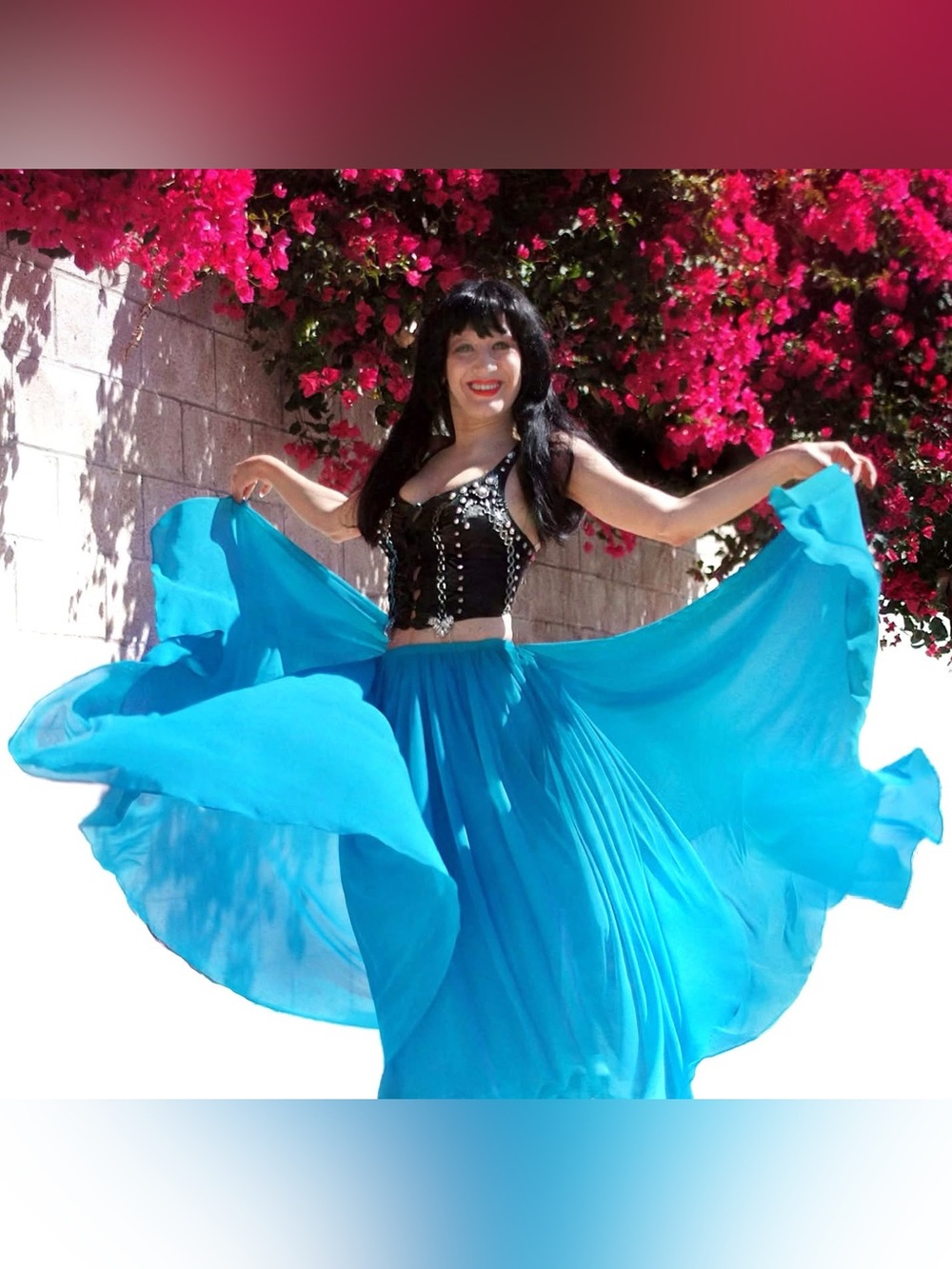 Turquoise (light blue) chiffon double circle skirt Ameynra design 720" New
